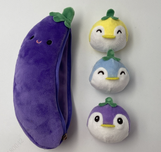 Fruit Penguin Stress Relief Plush Toy(Eggplant)