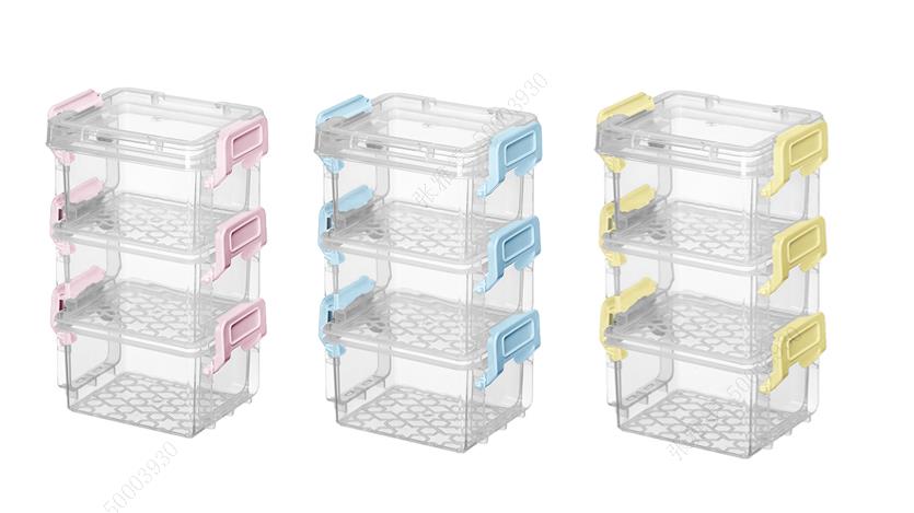 Summer Series 3-Tier Storage Box with Lid-clamping Handles (S)