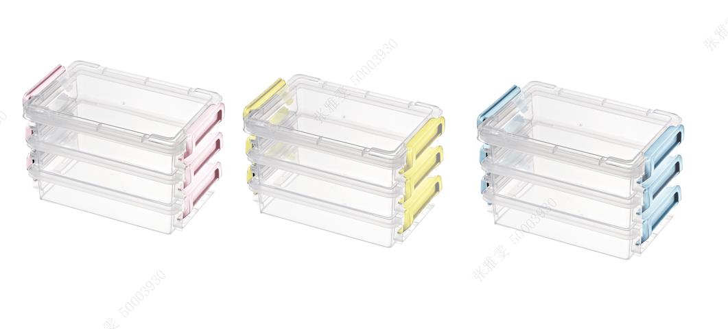 Summer Series 3-Tier Shallow Storage Box with Lid-clamping Handles