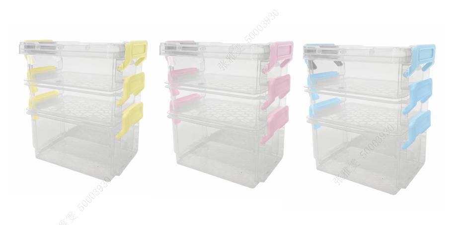 Summer Series 3-Tier Storage Box with Lid-clamping Handles (L)
