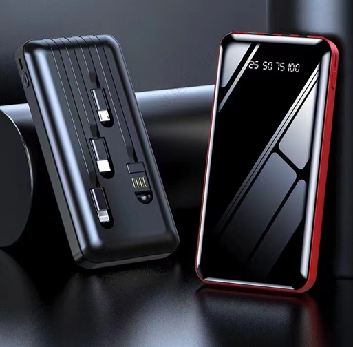 10000mAh Power Bank with Built-in 4 Cables Model: Y19 (Black)