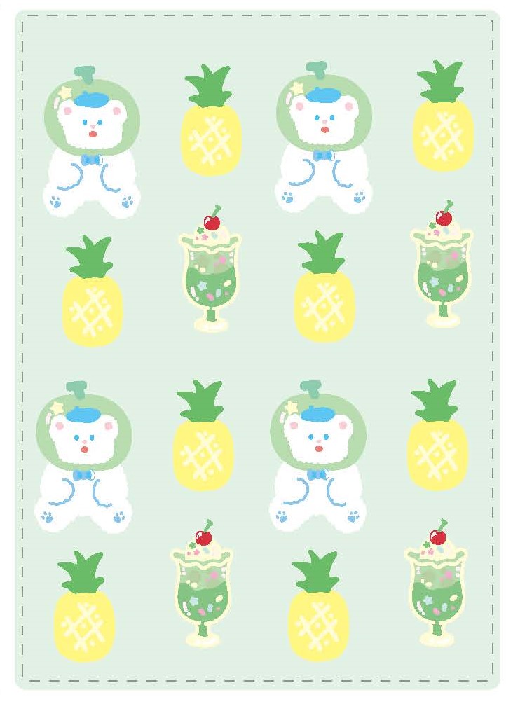 HoHo Bear Summer Sparkling Ice Series Blanket(Green)