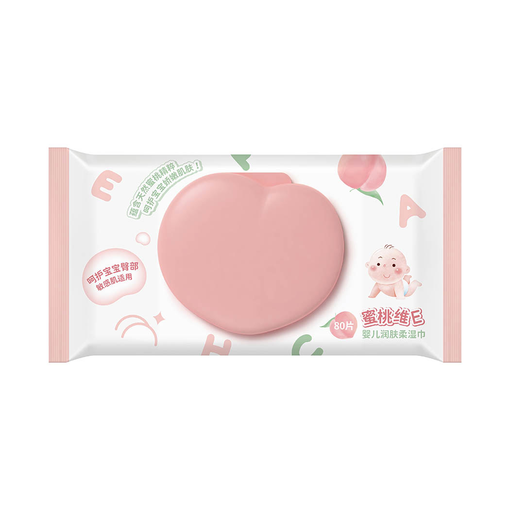 Peach Vitamin E Wet Wipes (80 Wipes)
