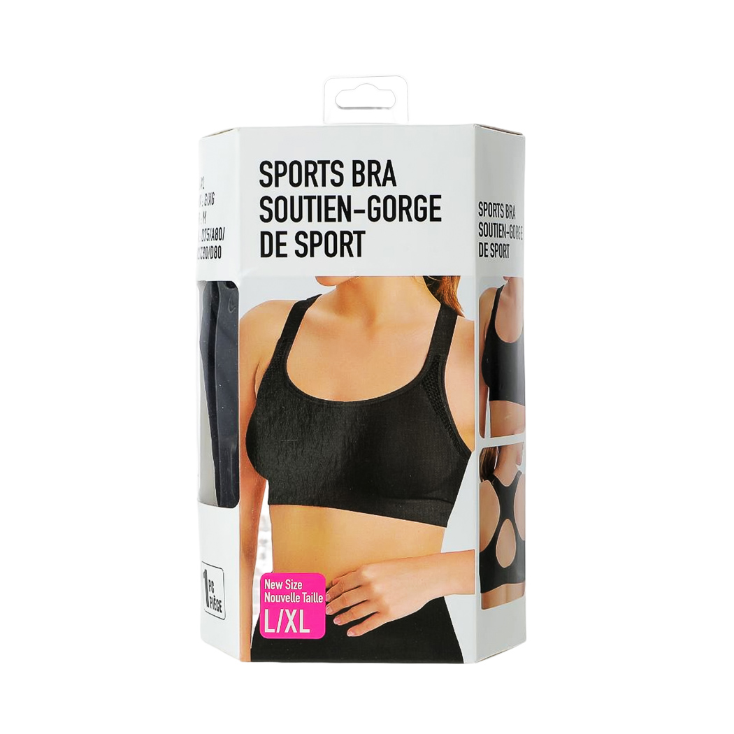 Popmart სავარჯიშო ტოპი (L/XL)/Padded Sports Bra with Buckles(L/XL,Black)
