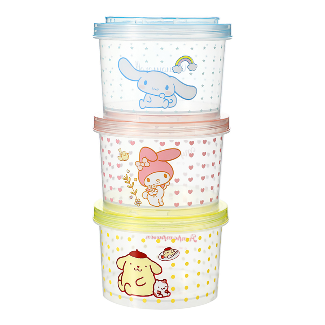 Sanrio Characters Stackable Round Bento Box 3pcs