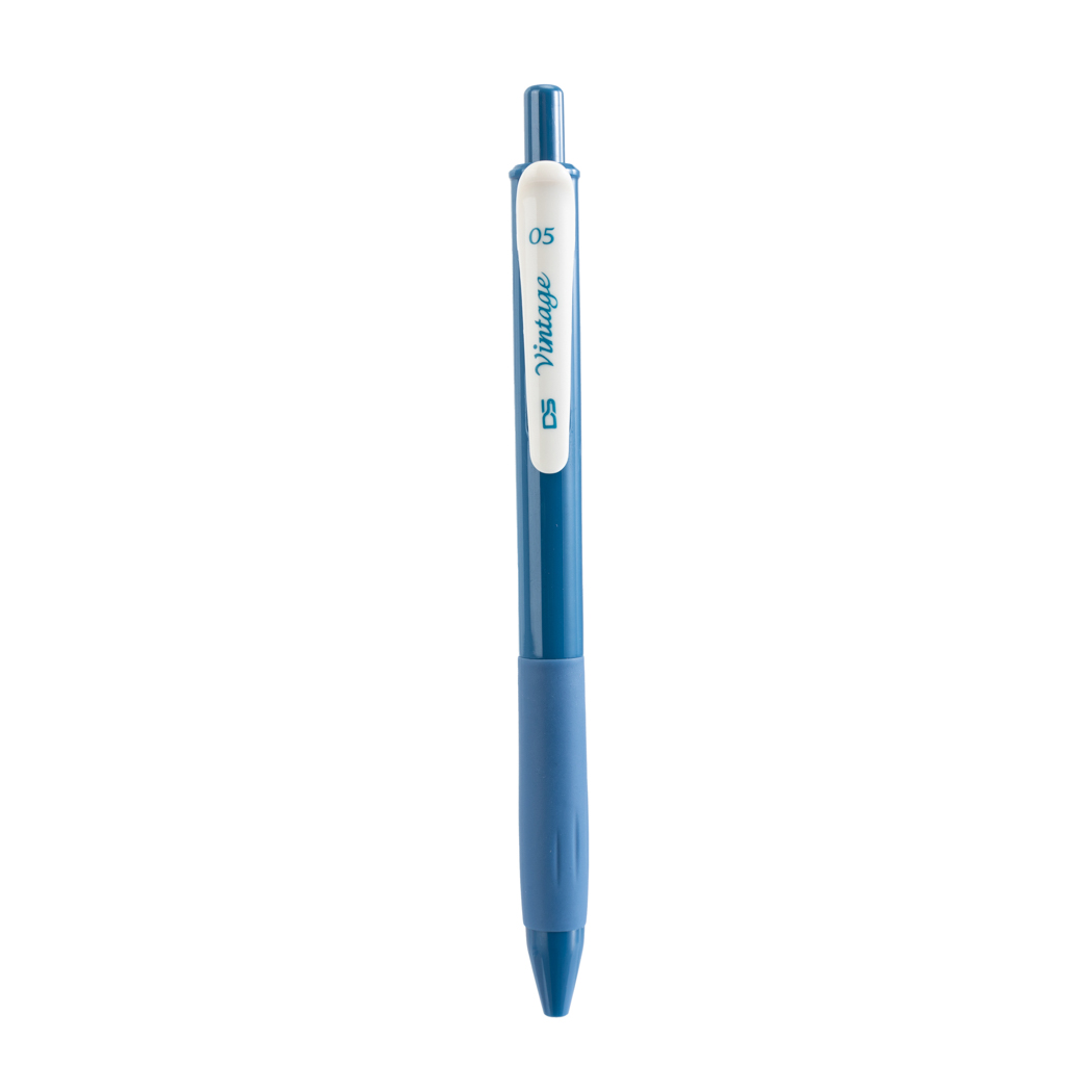 Retro Color Series Safety Clip Retractable Gel Pen (0.5mm, Blue)