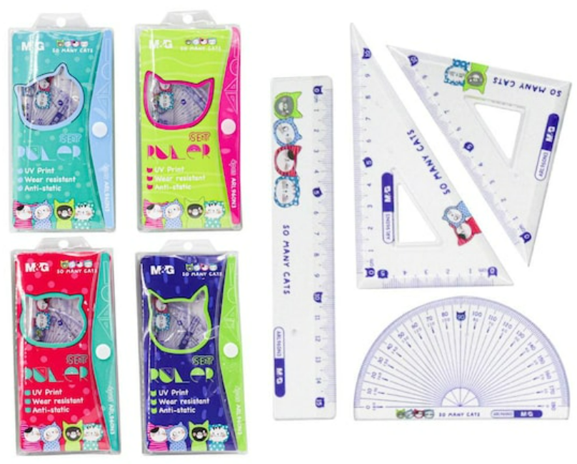 IDN ARL960N3 M&G "SO MANY CATS" Plastic Ruler Set 4pcs