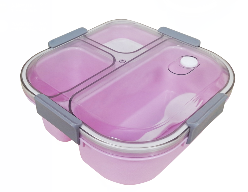 Solid Color Series 3 Compartment Bento Box (1200mL)(Purple)