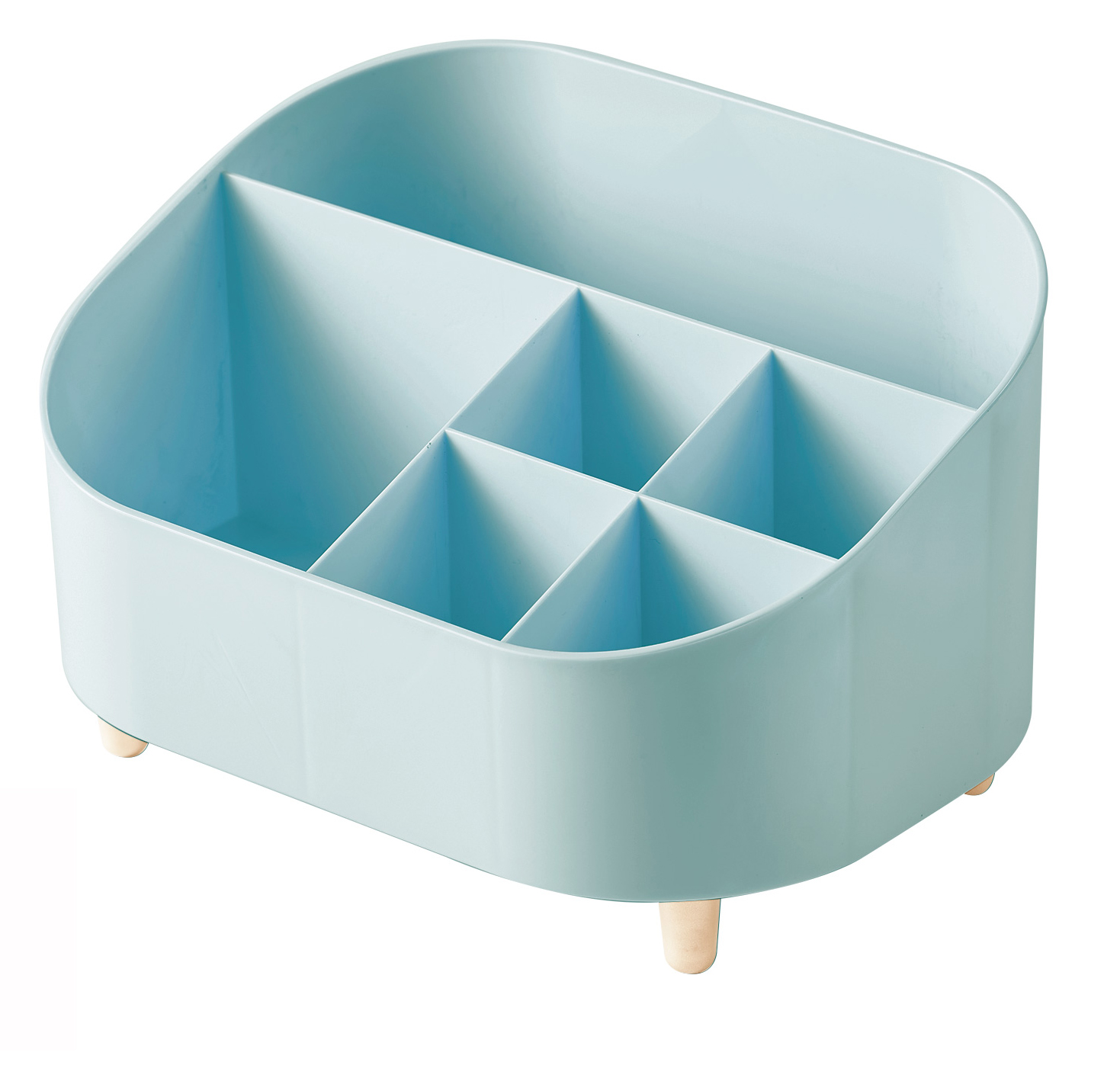 Macaron Series Desktop Makeup Organizer with Compartments(Blue)