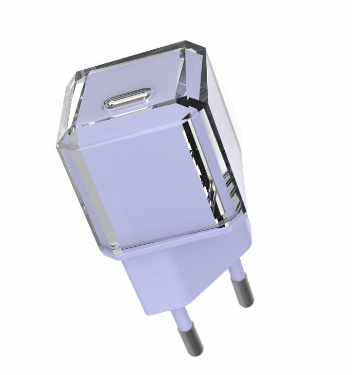 20W PD Type C Crystal Cube Charger(EU Plug) Model: TM-20W(Purple)