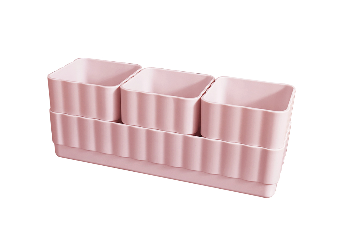 Macaron Series Stackable Organizer for Desk (4 pcs)(Pink)