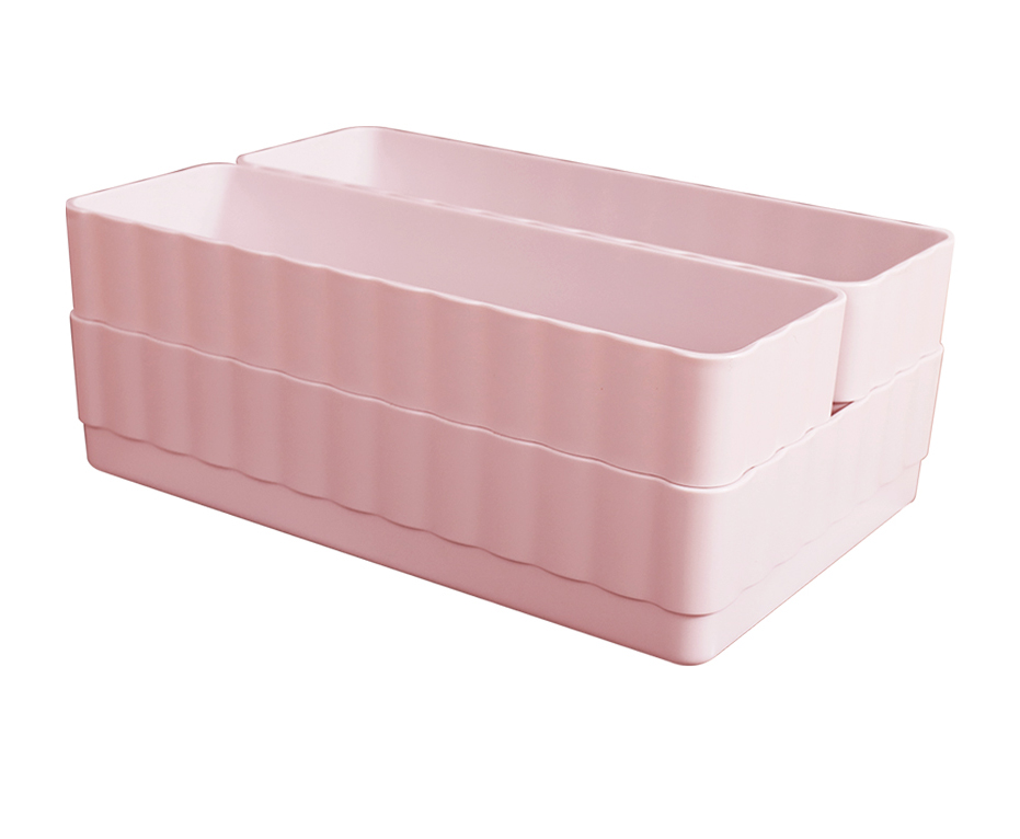 Macaron Series Stackable Organizer for Desk (3 pcs)(Pink)