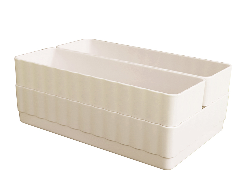 Macaron Series Stackable Organizer for Desk (3 pcs)(White)