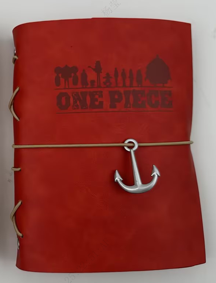 One Piece Classic Collection Red B6 PU Loose-Leaf Wire-bound Book with Band (80 Sheets)