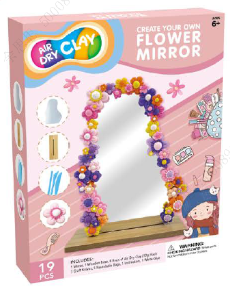 Light Clay Decoration Mirror Colorful Flower