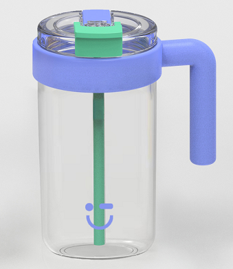 Large Capacity Plastic Bottle with Handle 1000mL(Blue)