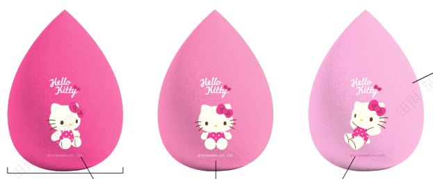 Sanrio characters Pink Collection Makeup Sponges (3 pcs)(Hello Kitty)