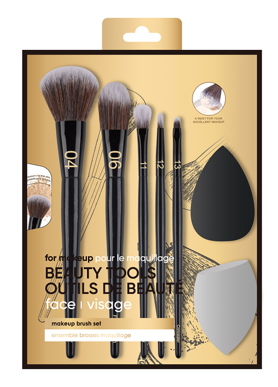 Black Gold Series Makeup Brush & Beauty Blender Set (7 pcs)
