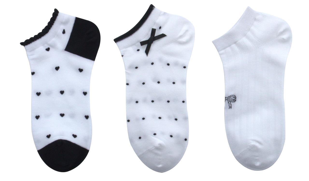 Girl Bow Ankle Socks (3 Pairs)(Black)