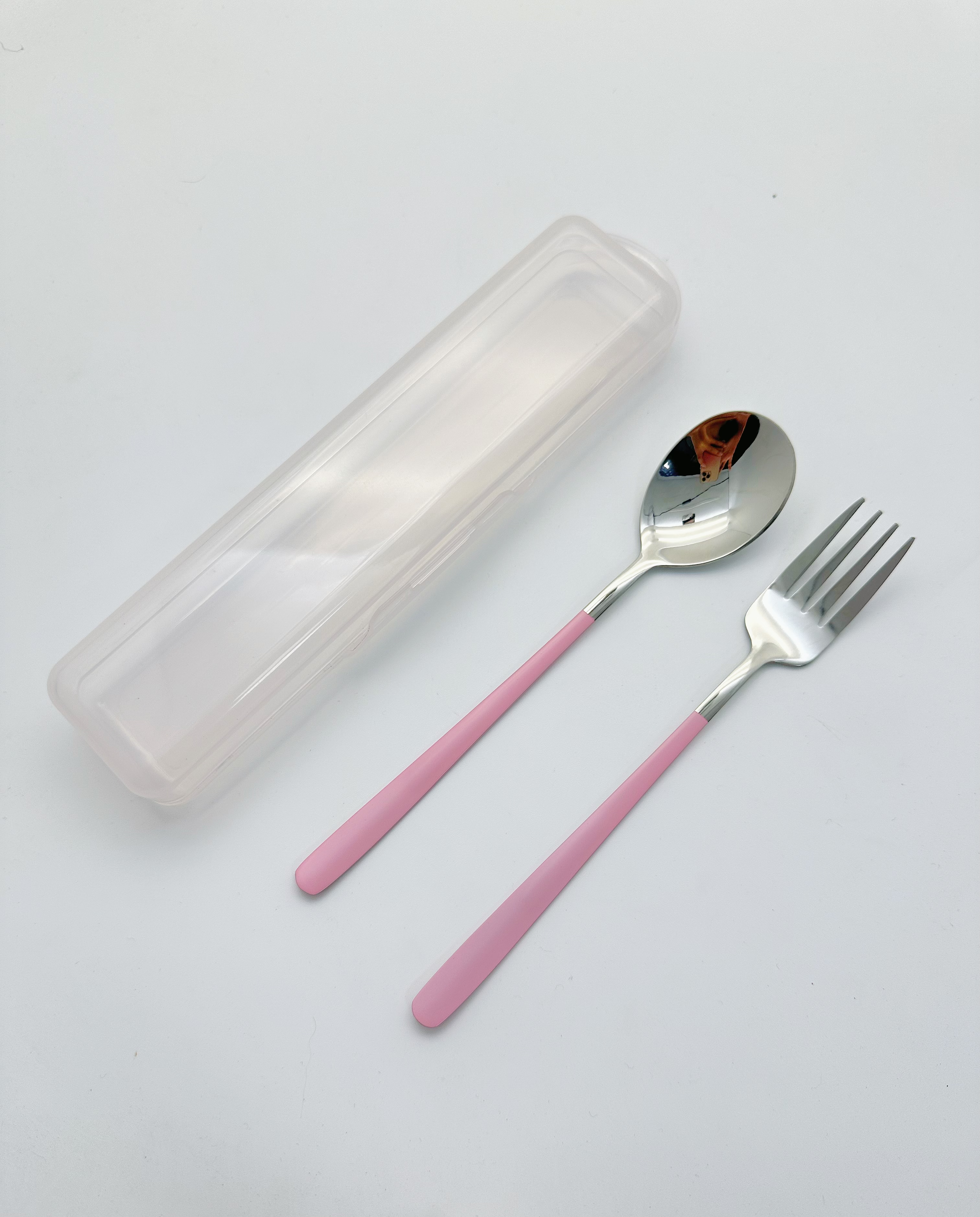 Classic Style Portable Fork & Spoon (Pink)