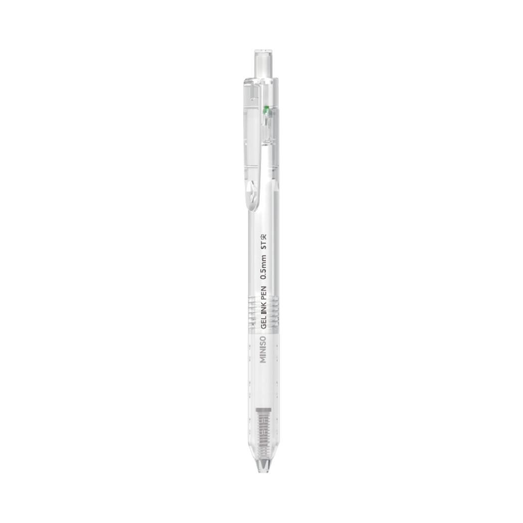 Mute Series Black Retractable Gel Pen (0.5mm, Transparent White Barrel)