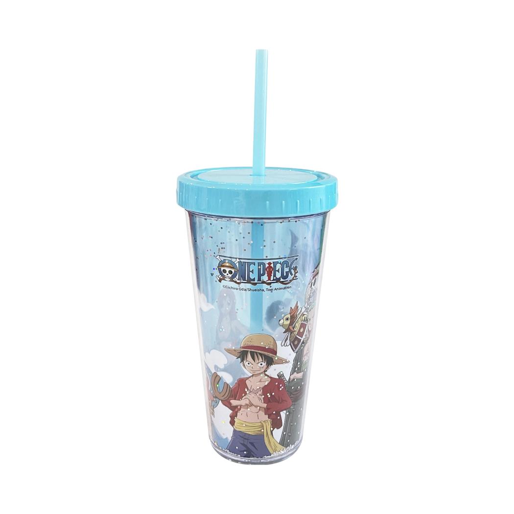 One Piece Classic Collection Double Wall Plastic Tumbler with Straw (420mL)(Blue)