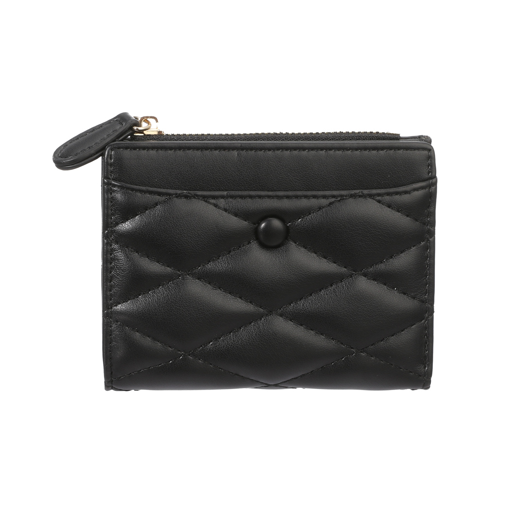 Women's Diamond Pattern Quilted Short Wallet(Black)